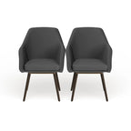 Fauteuil en similicuir gris avec pieds en bois de hêtre