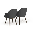 Fauteuil en similicuir gris avec pieds en bois de hêtre