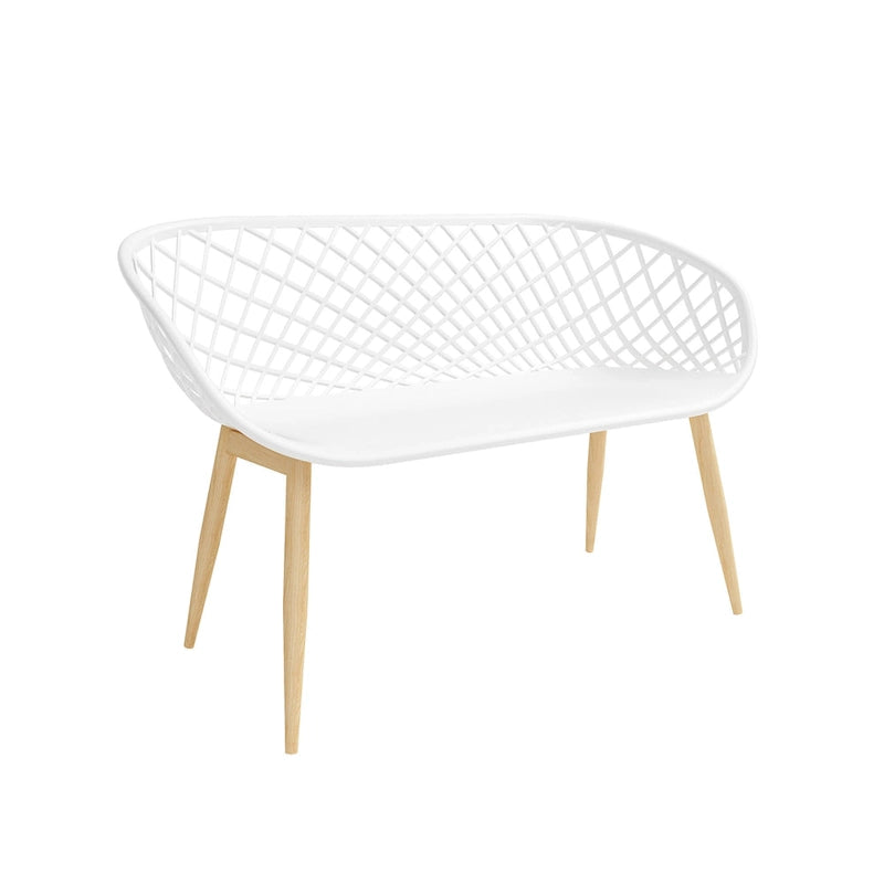 Banc intérieur/extérieur, blanc/naturel, résistant aux intempéries