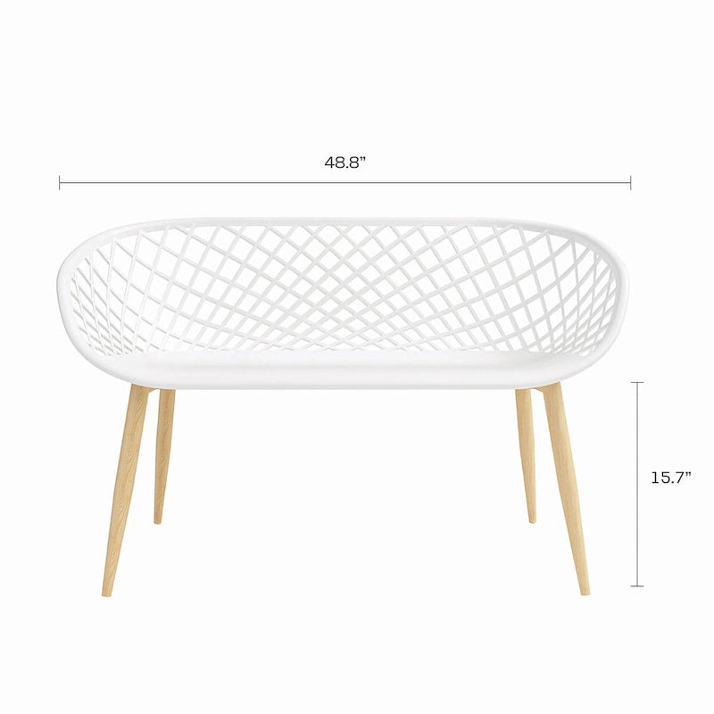 Banc intérieur/extérieur, blanc/naturel, résistant aux intempéries
