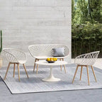 Banc intérieur/extérieur, blanc/naturel, résistant aux intempéries
