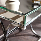 Table d'appoint miroir chromée