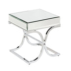 Table d'appoint miroir chromée