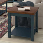 Table d'appoint de 24 pouces, aucun assemblage requis, finition denim bleu et whisky.