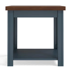 Table d'appoint de 24 pouces, aucun assemblage requis, finition denim bleu et whisky.