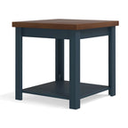 Table d'appoint de 24 pouces, aucun assemblage requis, finition denim bleu et whisky.