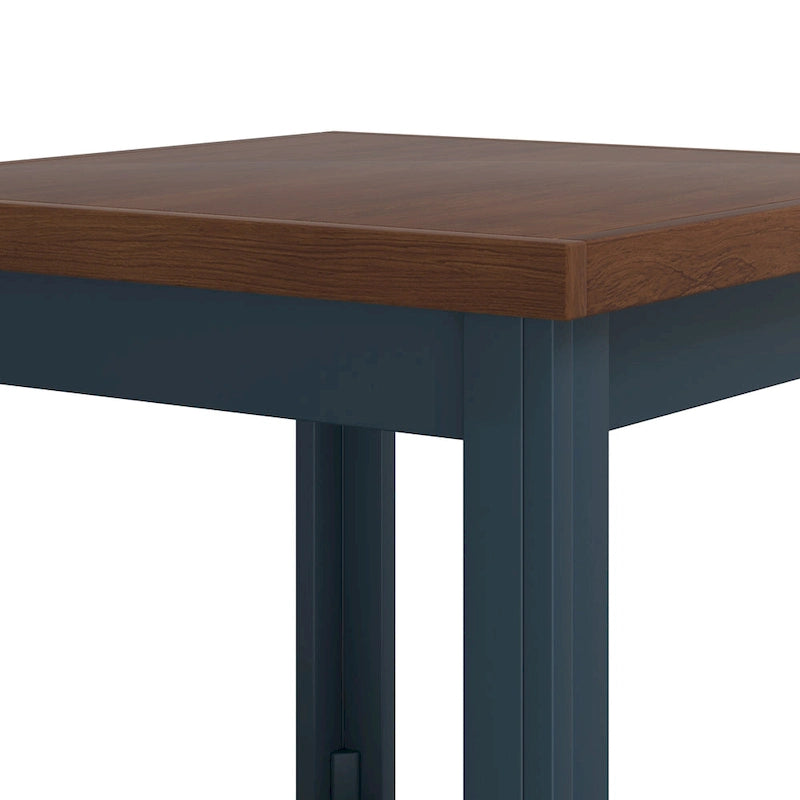 Table d'appoint de 24 pouces, aucun assemblage requis, finition denim bleu et whisky.