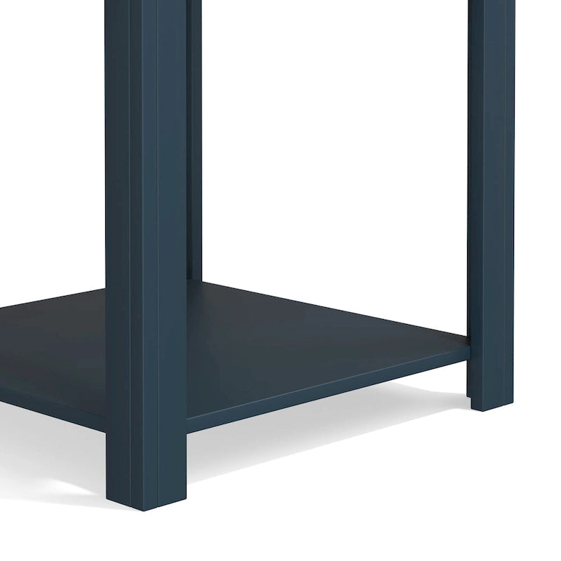 Table d'appoint de 24 pouces, aucun assemblage requis, finition denim bleu et whisky.