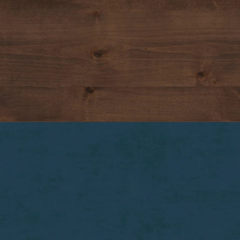 Table d'appoint de 24 pouces, aucun assemblage requis, finition denim bleu et whisky.
