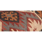 Banc en bois artisanal tapissé de Kilim — 122 cm L x 41 cm l x 46 cm H