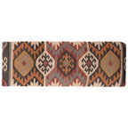 Banc en bois artisanal tapissé de Kilim — 122 cm L x 41 cm l x 46 cm H
