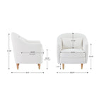 28.34W Lot de 2 fauteuils d'appoint, fauteuil barillet en velours avec pieds en bois massif
