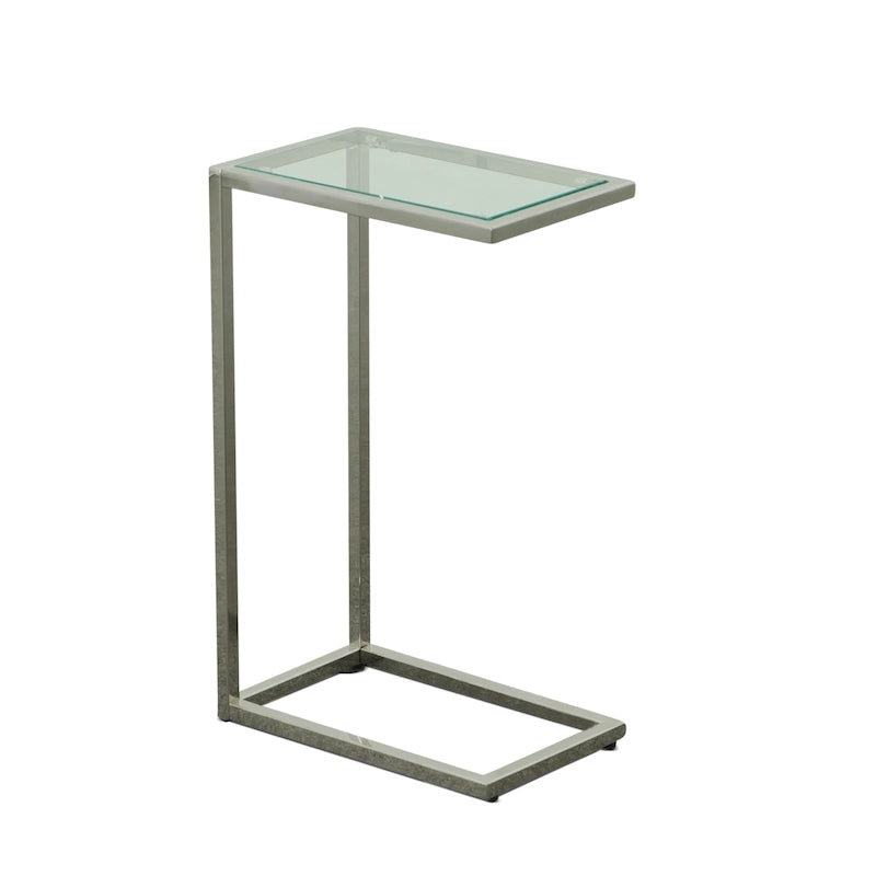 Table d'appoint en C - plateau en chêne - base en fer forgé antique