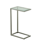 Table d'appoint en C - plateau en chêne - base en fer forgé antique