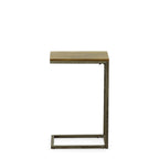 Table d'appoint en C - plateau en chêne - base en fer forgé antique