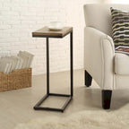 Table d'appoint en C - plateau en chêne - base en fer forgé antique