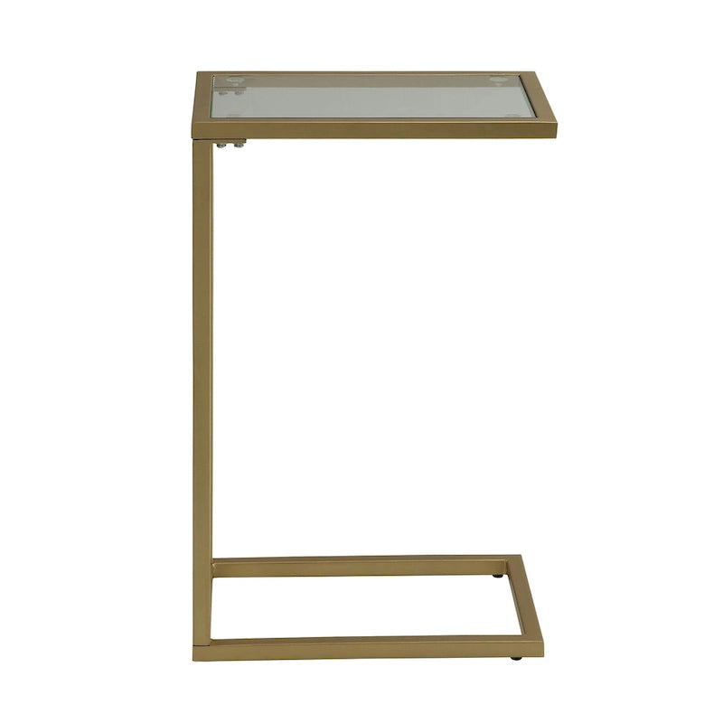 Table d'appoint en C - plateau en chêne - base en fer forgé antique