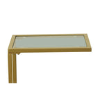 Table d'appoint en C - plateau en chêne - base en fer forgé antique