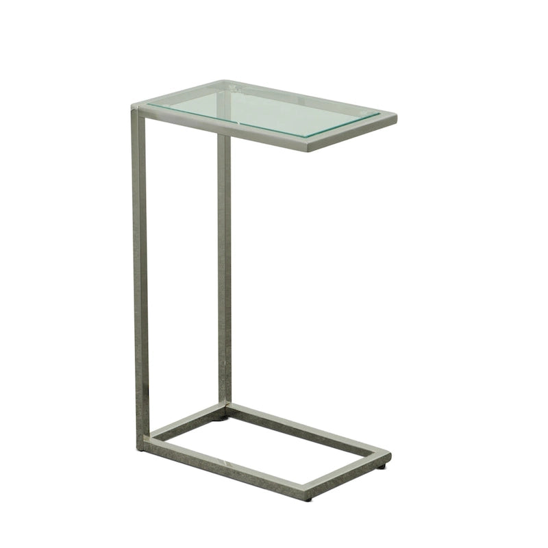 Table d'appoint en C - plateau en chêne - base en fer forgé antique