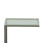 Table d'appoint en C - plateau en chêne - base en fer forgé antique