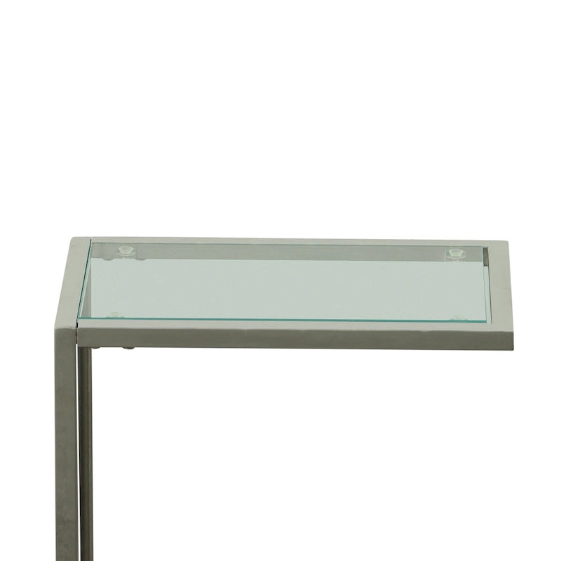 Table d'appoint en C - plateau en chêne - base en fer forgé antique
