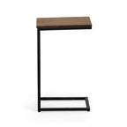 Table d'appoint en C - plateau en chêne - base en fer forgé antique