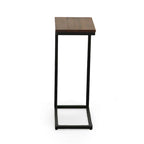 Table d'appoint en C - plateau en chêne - base en fer forgé antique