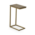 Table d'appoint en C - plateau en chêne - base en fer forgé antique