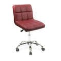 Chaise de bureau — capitonnée, sans accoudoirs, coussin très épais, réglable en hauteur (48 à 63 cm), style moderne (rouge)