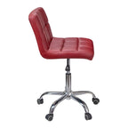 Chaise de bureau — capitonnée, sans accoudoirs, coussin très épais, réglable en hauteur (48 à 63 cm), style moderne (rouge)