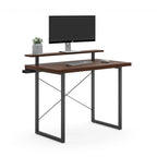 Bureau en bois marron (avec support d'écran)