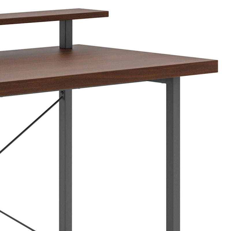 Bureau en bois marron (avec support d'écran)