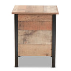 Table de chevet en bois de style rustique moderne, finition chêne brun et noir