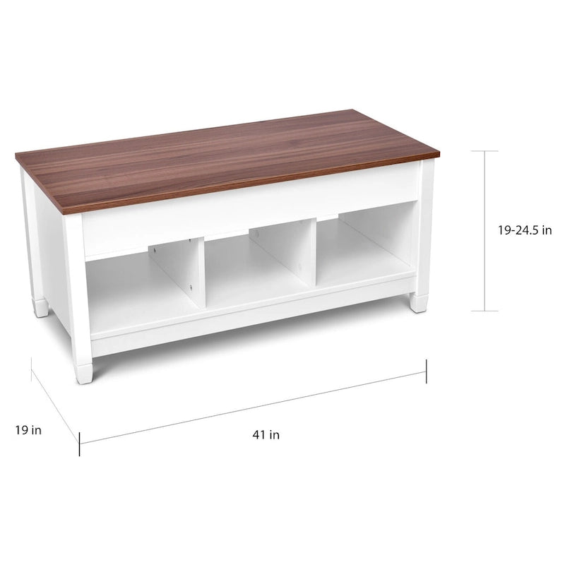 Table basse relevable avec rangement intégré