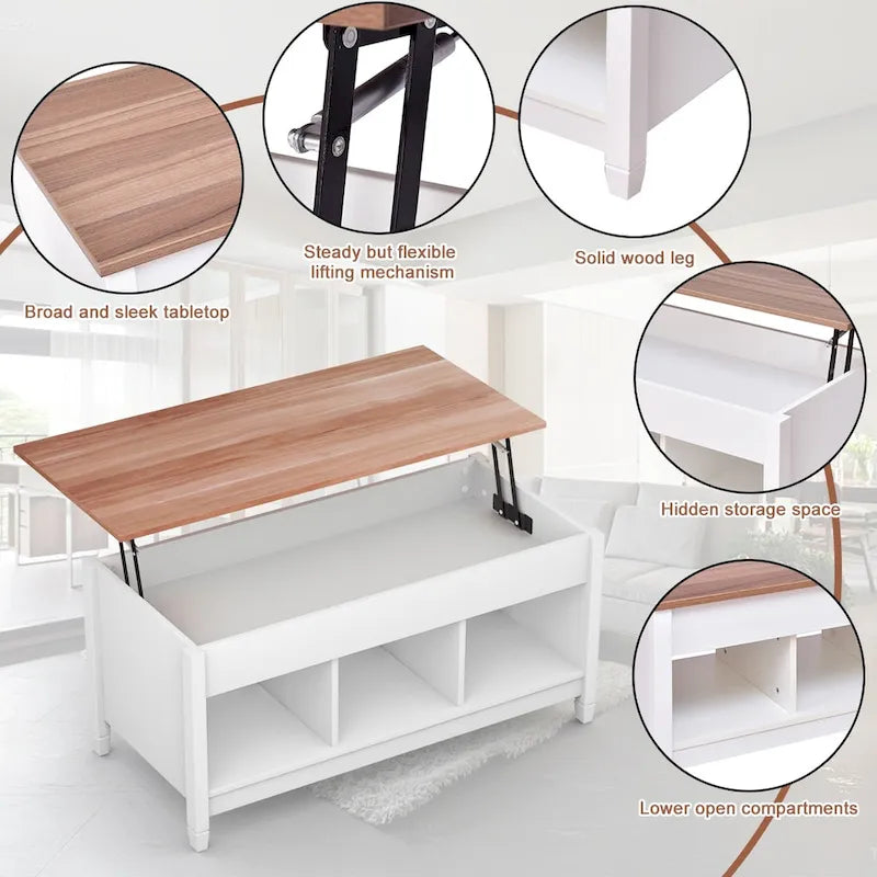 Table basse relevable avec rangement intégré