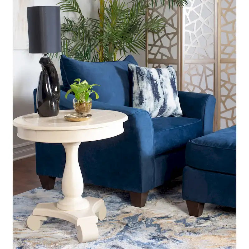 Fauteuils et repose-pieds rembourrés en bleu marine