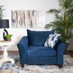 Fauteuils et repose-pieds rembourrés en bleu marine