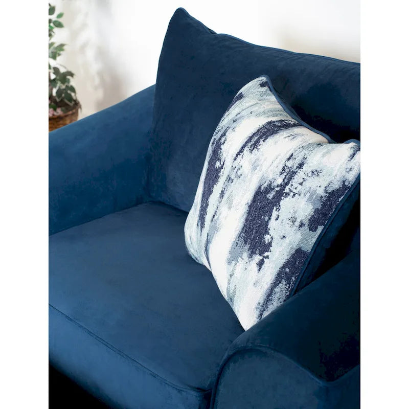 Fauteuils et repose-pieds rembourrés en bleu marine