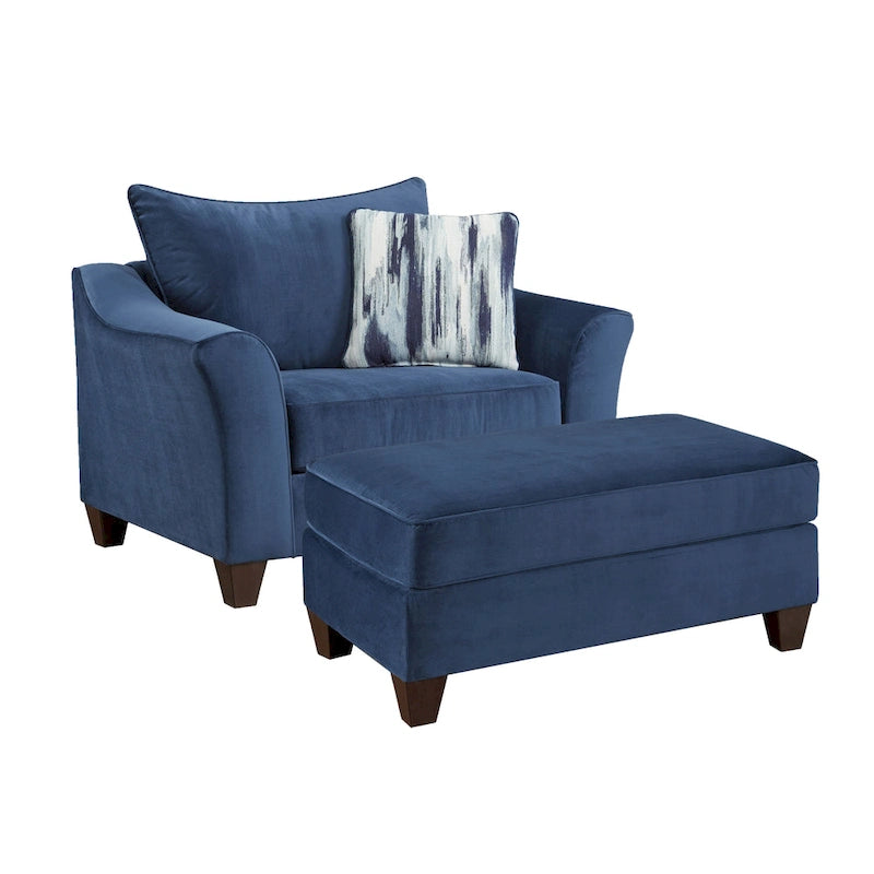 Fauteuils et repose-pieds rembourrés en bleu marine