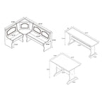 Ensemble table de petit-déjeuner et chaises d'angle trois pièces Honey Pine