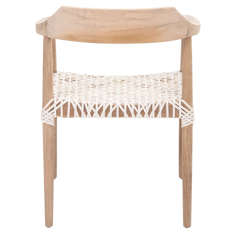 Fauteuil lounge en cuir tressé et bois massif - 22 pouces de large x 20,5 pouces de long x 28,5 pouces de haut - 22 pouces de large x 21 pouces de profondeur x 29 pouces de haut