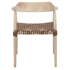 Fauteuil lounge en cuir tressé et bois massif - 22 pouces de large x 20,5 pouces de long x 28,5 pouces de haut - 22 pouces de large x 21 pouces de profondeur x 29 pouces de haut