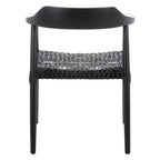 Fauteuil lounge en cuir tressé et bois massif - 22 pouces de large x 20,5 pouces de long x 28,5 pouces de haut - 22 pouces de large x 21 pouces de profondeur x 29 pouces de haut