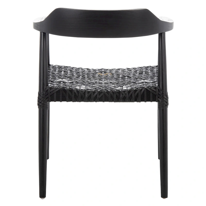Fauteuil lounge en cuir tressé et bois massif - 22 pouces de large x 20,5 pouces de long x 28,5 pouces de haut - 22 pouces de large x 21 pouces de profondeur x 29 pouces de haut