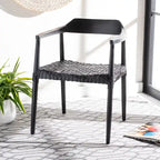 Fauteuil lounge en cuir tressé et bois massif - 22 pouces de large x 20,5 pouces de long x 28,5 pouces de haut - 22 pouces de large x 21 pouces de profondeur x 29 pouces de haut