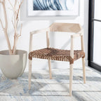 Fauteuil lounge en cuir tressé et bois massif - 22 pouces de large x 20,5 pouces de long x 28,5 pouces de haut - 22 pouces de large x 21 pouces de profondeur x 29 pouces de haut