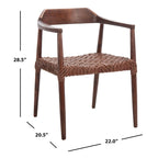 Fauteuil lounge en cuir tressé et bois massif - 22 pouces de large x 20,5 pouces de long x 28,5 pouces de haut - 22 pouces de large x 21 pouces de profondeur x 29 pouces de haut