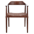 Fauteuil lounge en cuir tressé et bois massif - 22 pouces de large x 20,5 pouces de long x 28,5 pouces de haut - 22 pouces de large x 21 pouces de profondeur x 29 pouces de haut