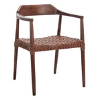 Fauteuil lounge en cuir tressé et bois massif - 22 pouces de large x 20,5 pouces de long x 28,5 pouces de haut - 22 pouces de large x 21 pouces de profondeur x 29 pouces de haut