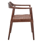 Fauteuil lounge en cuir tressé et bois massif - 22 pouces de large x 20,5 pouces de long x 28,5 pouces de haut - 22 pouces de large x 21 pouces de profondeur x 29 pouces de haut